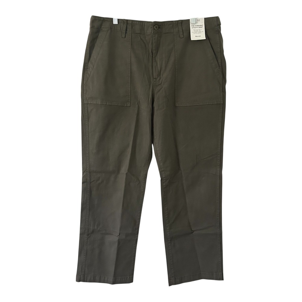 Madewell Womens Faded Olive Super Stretch Utility Straight Leg Pants 32 New